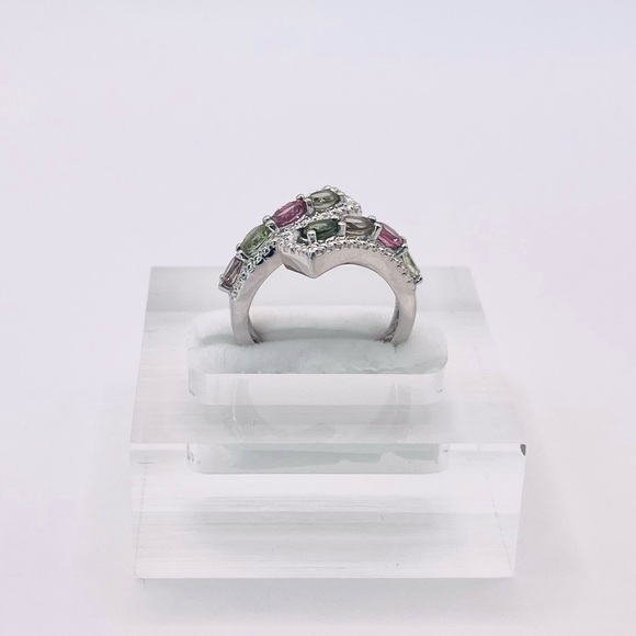 1.00 CT Natural Tourmaline Oval Cut Silver Ring - Picture 4 of 8